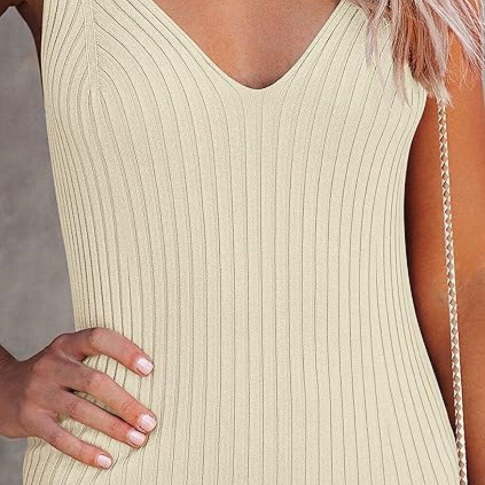 Y2K Sexy Rib-Knit Maxi Tank Dress – Slim Fit Vacation Outfit Maxi Dress - Picture 5 of 8